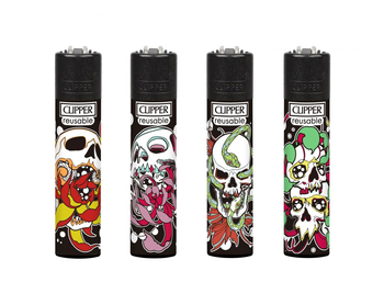 Зажигалка Clipper Skulls & Flowers - Бренд Clipper - Магазин бонгов бонгшоп.рф